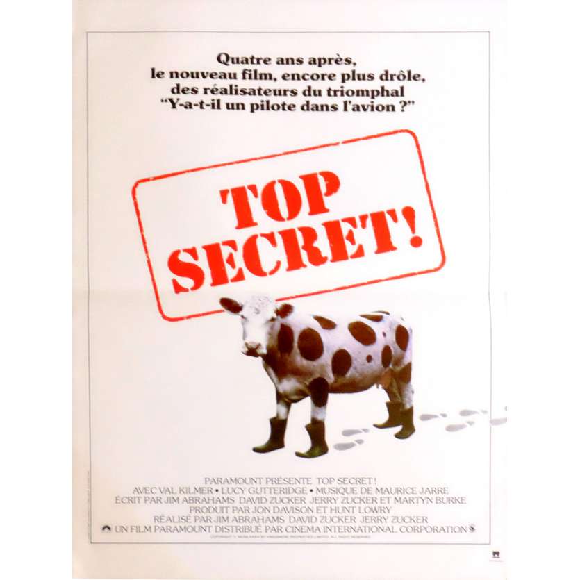 TOP SECRET French Movie Poster 15x21 - 1984 - Jim Abrahams, Val Kilmer