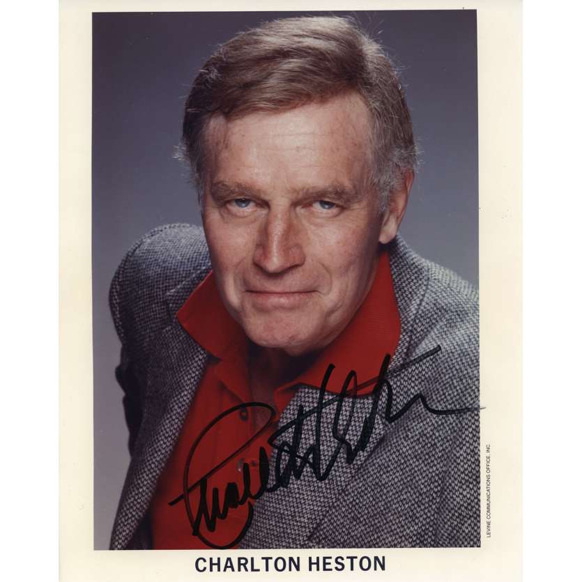 CHARLTON HESTON Signed Photo 8x10 in. French - 1970 - 0, 0