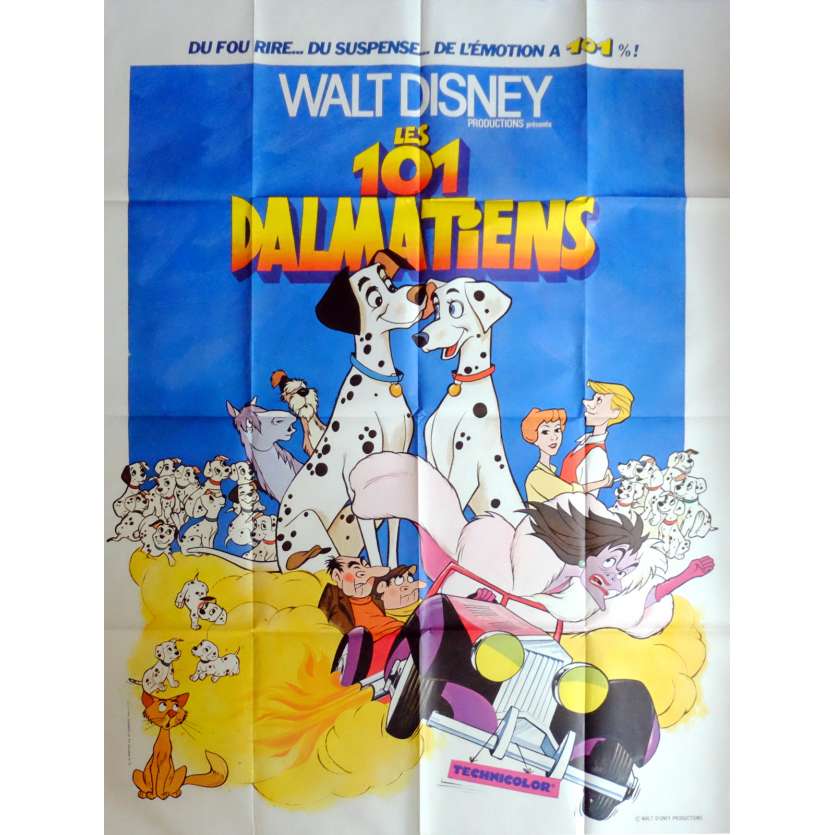 101 DALMATIANS Movie Poster 47x63 in. French - R1970 - Walt Disney, Rod Taylor