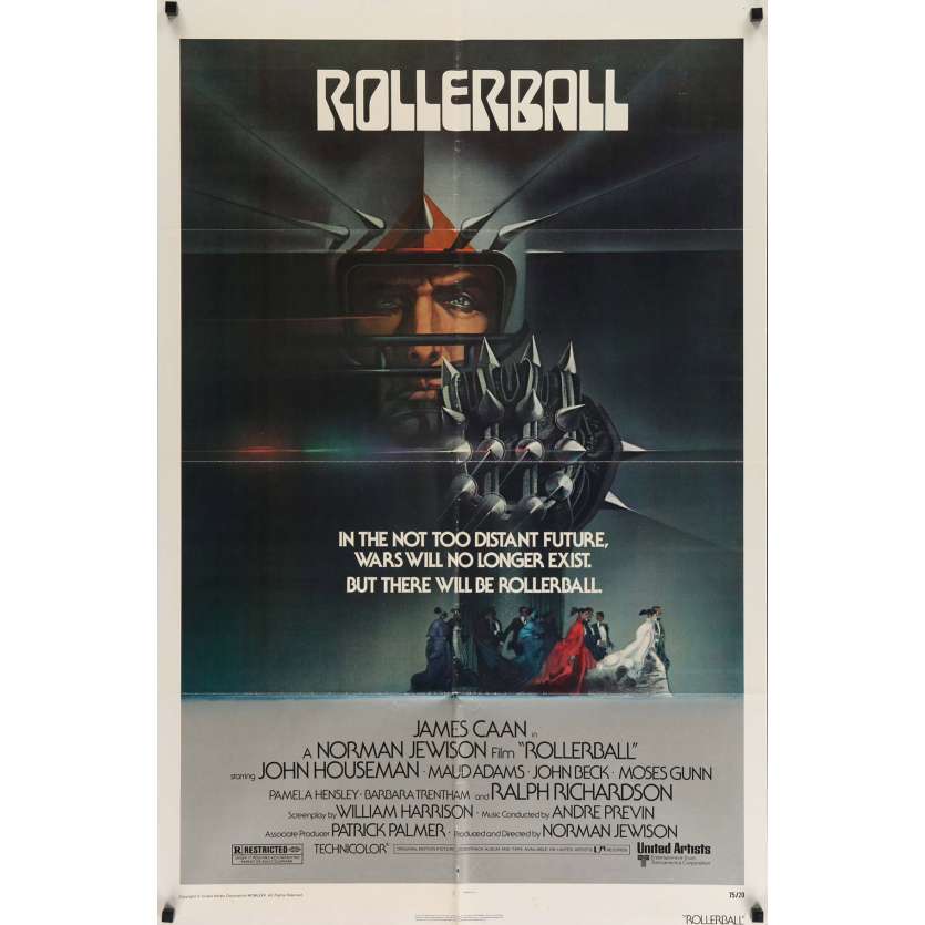 ROLLERBALL Movie Poster 29x41 in. USA - 1975 - Norman Jewinson, James Caan