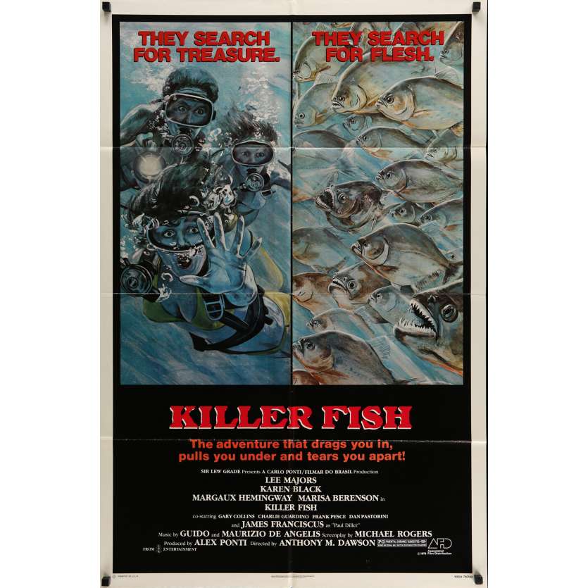 KILLER FISH Movie Poster 20x28 in. USA - 1979 - Antonio Margheriti, Lee Majors