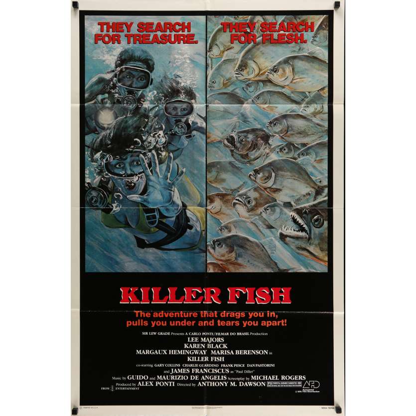 KILLER FISH Movie Poster  20x28 in. USA - 1979 - Antonio Margheriti, Lee Majors