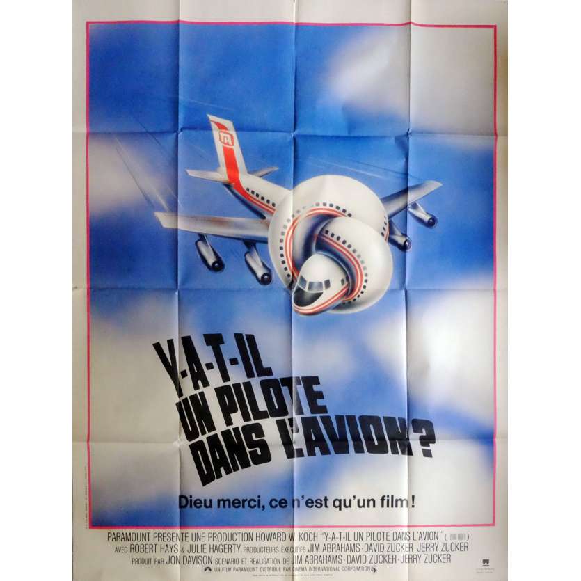 Y A T-IL UN PILOTE DANS L'AVION Affiche de film 120x160 cm - 1980 - Leslie Nielsen, David Zucker