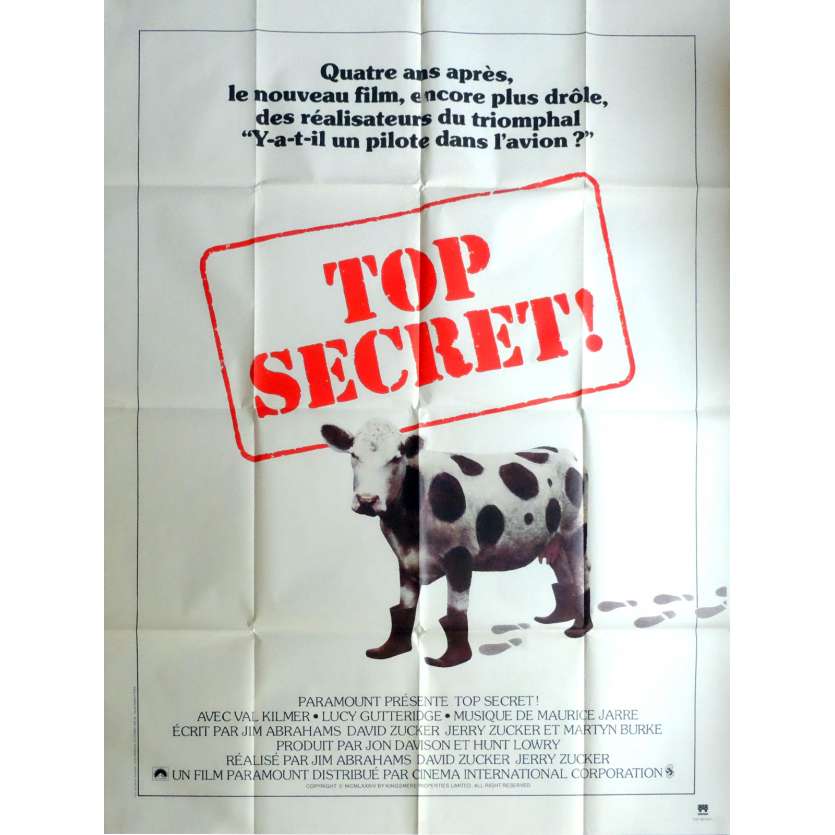 TOP SECRET Movie Poster 47x63 in. French - 1984 - David Zucker, Val Kilmer