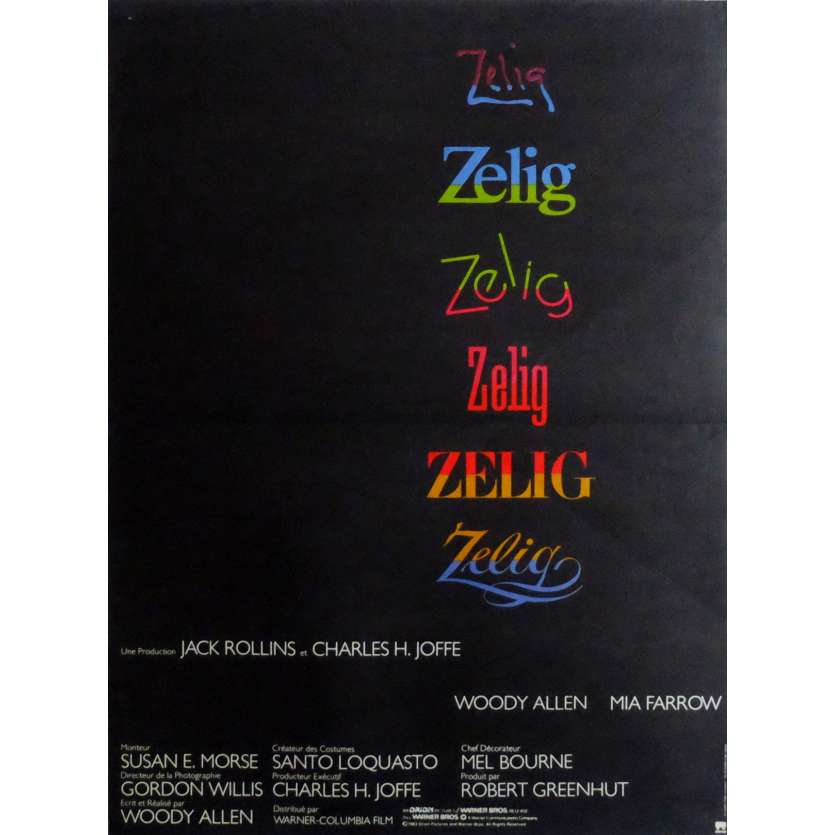 ZELIG Movie Poster  15x21 in. French - 1983 - Woody Allen, Mia Farrow