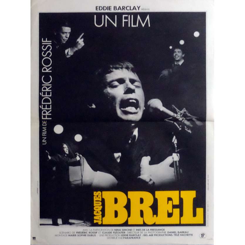JACQUES BREL Movie Poster  15x21 in. French - 1982 - Frédéric Rossif, Jacques Brel
