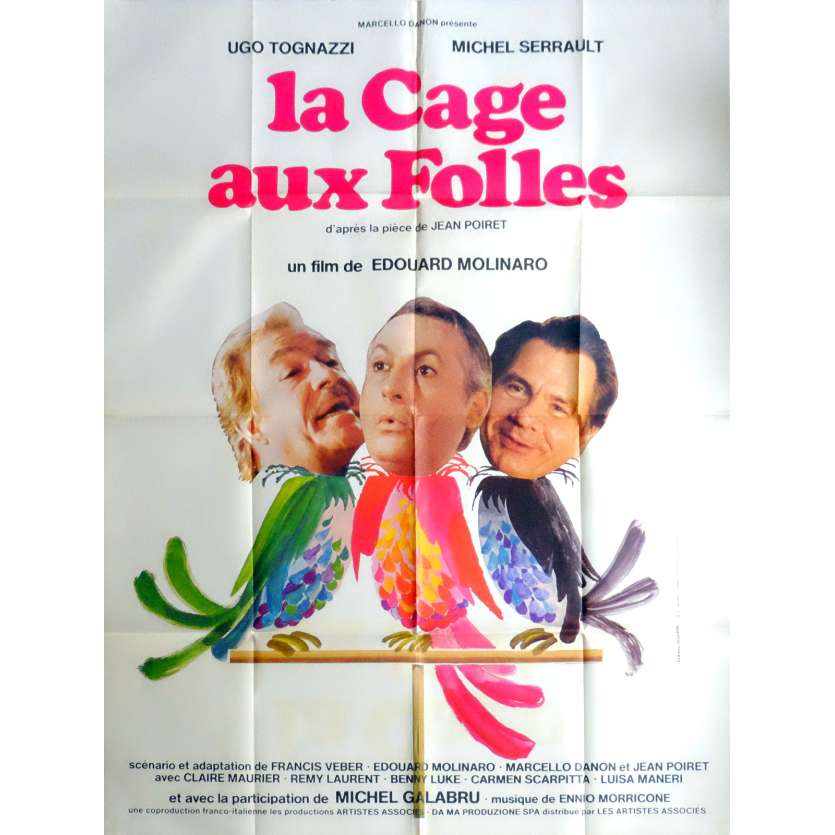 BIRDCAGE Movie Poster 47x63 in. French - 1978 - Edouard Molinaro, Michel Serrault