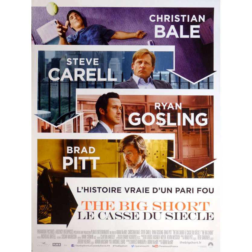 THE BIG SHORT Movie Poster  15x21 in. French - 2015 - Adam McKay, Christian Bale