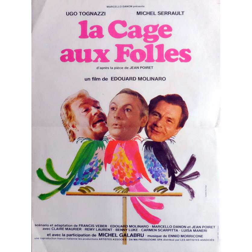 BIRDCAGE Movie Poster 15x21 in. French - 1978 - Edouard Molinaro, Michel Serrault