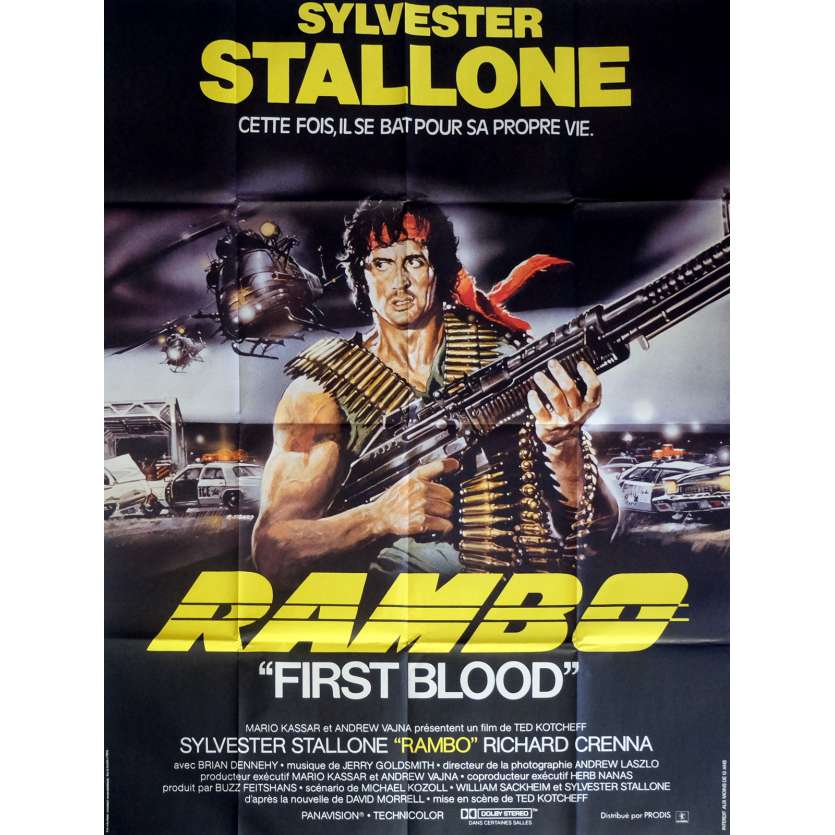 FIRST BLOOD Movie Poster  47x63 in. French - 1982 - Ted Kotcheff, Sylvester Stallone