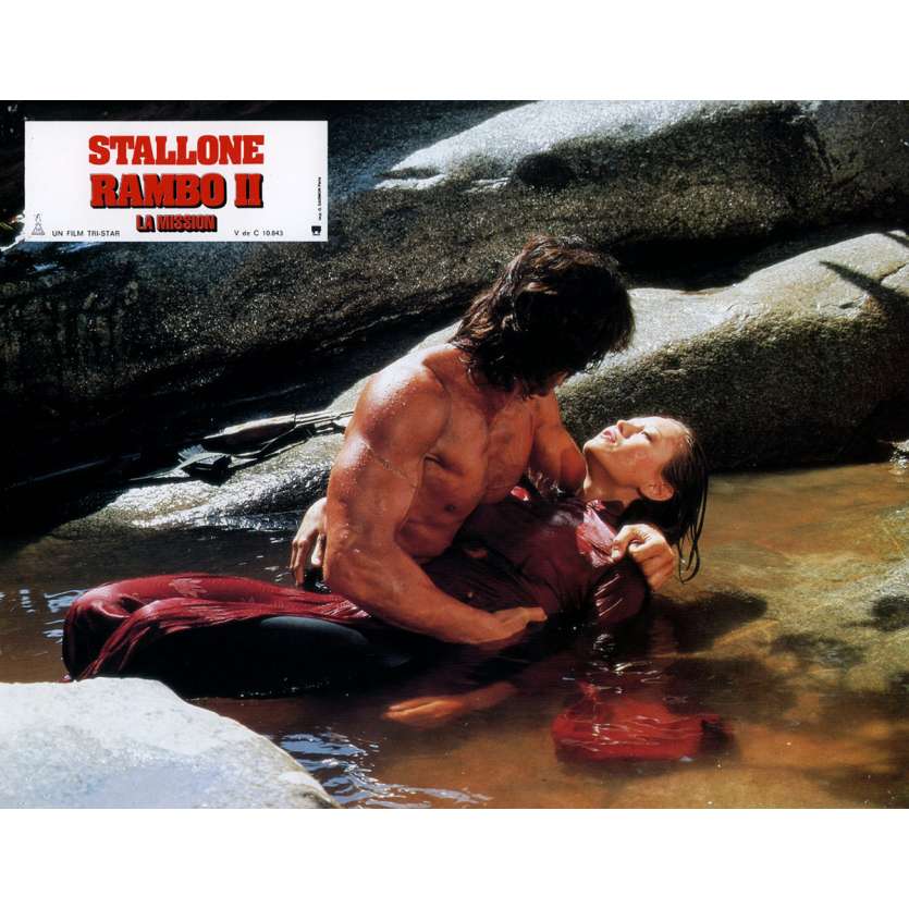 RAMBO FIRST BLOOD PART II Lobby Card N12 9x12 in. French - 1985 - George P. Cosmatos, Sylvester Stallone