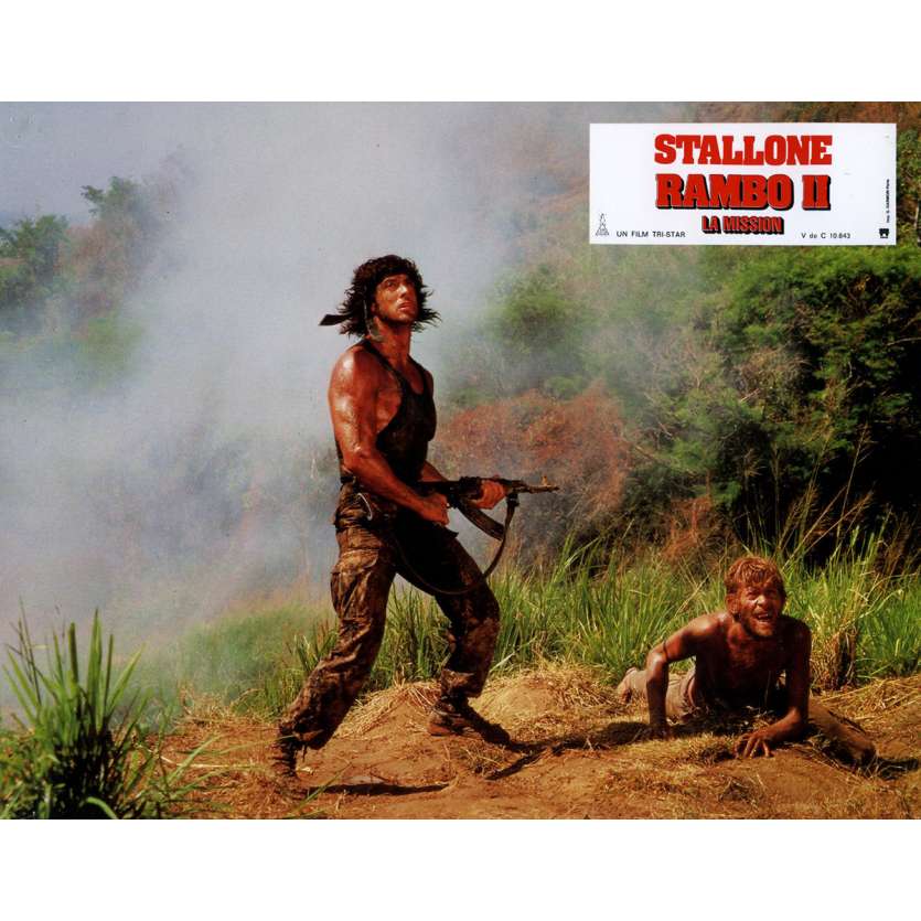 RAMBO FIRST BLOOD PART II Lobby Card N11 9x12 in. French - 1985 - George P. Cosmatos, Sylvester Stallone