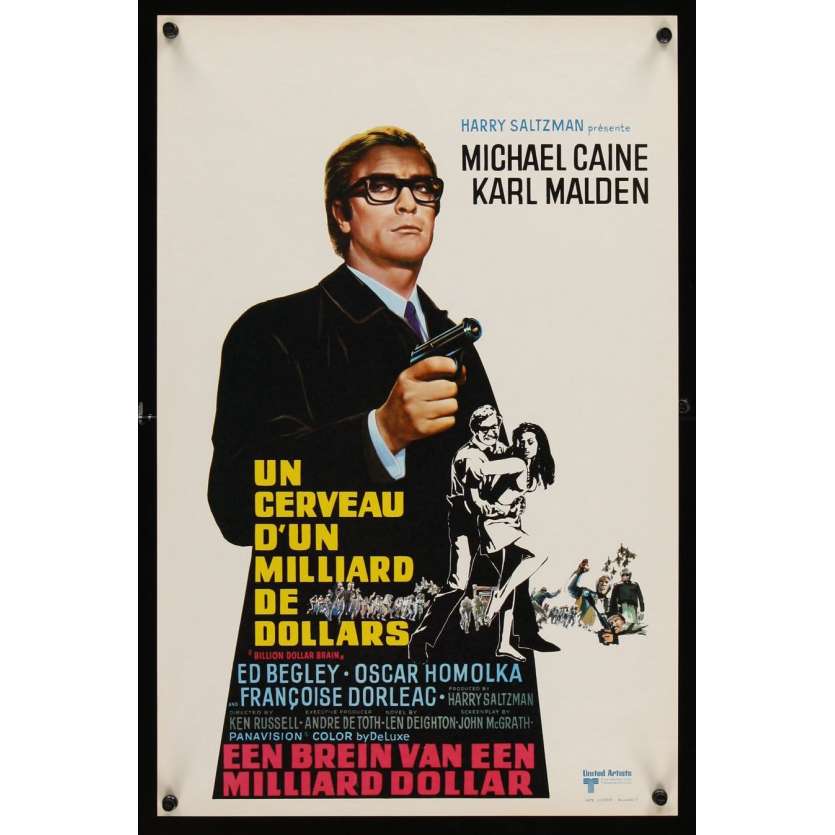 MICHAEL CAINE Un cerveau d'un milliard de dollars Affiche Belge 1967