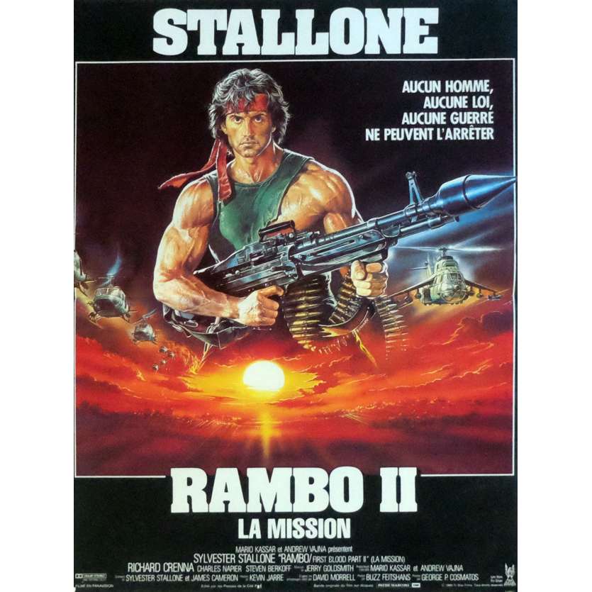 RAMBO FIRST BLOOD PART II French Movie Poster  15x21 - 1985 - George P. Cosmatos, Sylvester Stallone