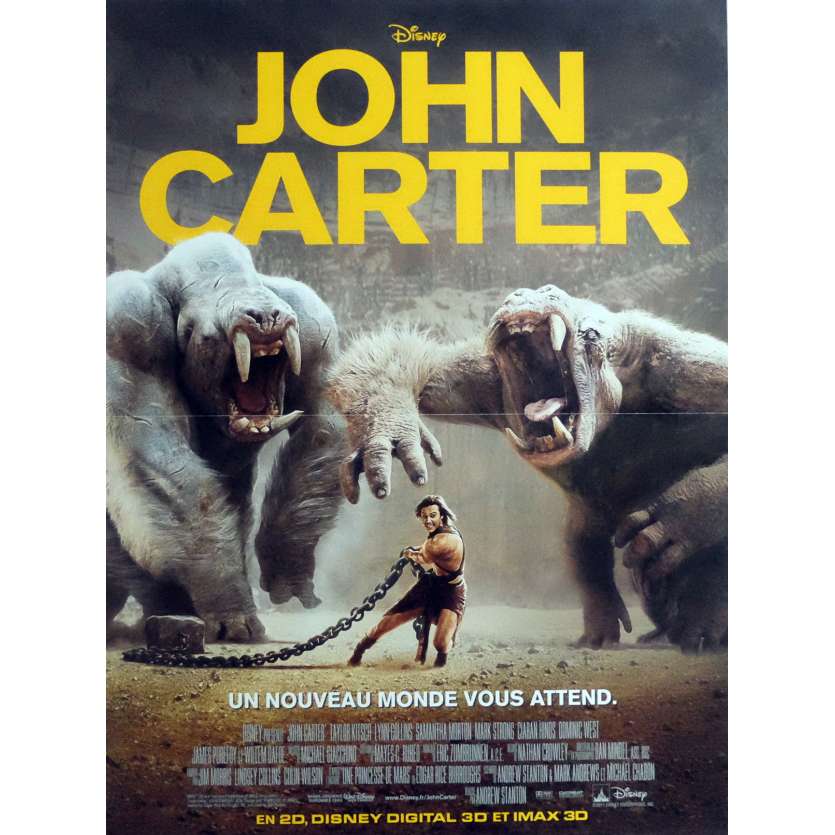 JOHN CARTER Movie Poster  15x21 in. French - 2012 - Andrew Stanton, Taylor Kitsch
