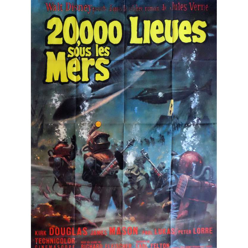 20,000 LEAGUES UNDER THE SEA Movie Poster 47x63 in. French - 1963 - Richard Fleisher, Kirk Douglas