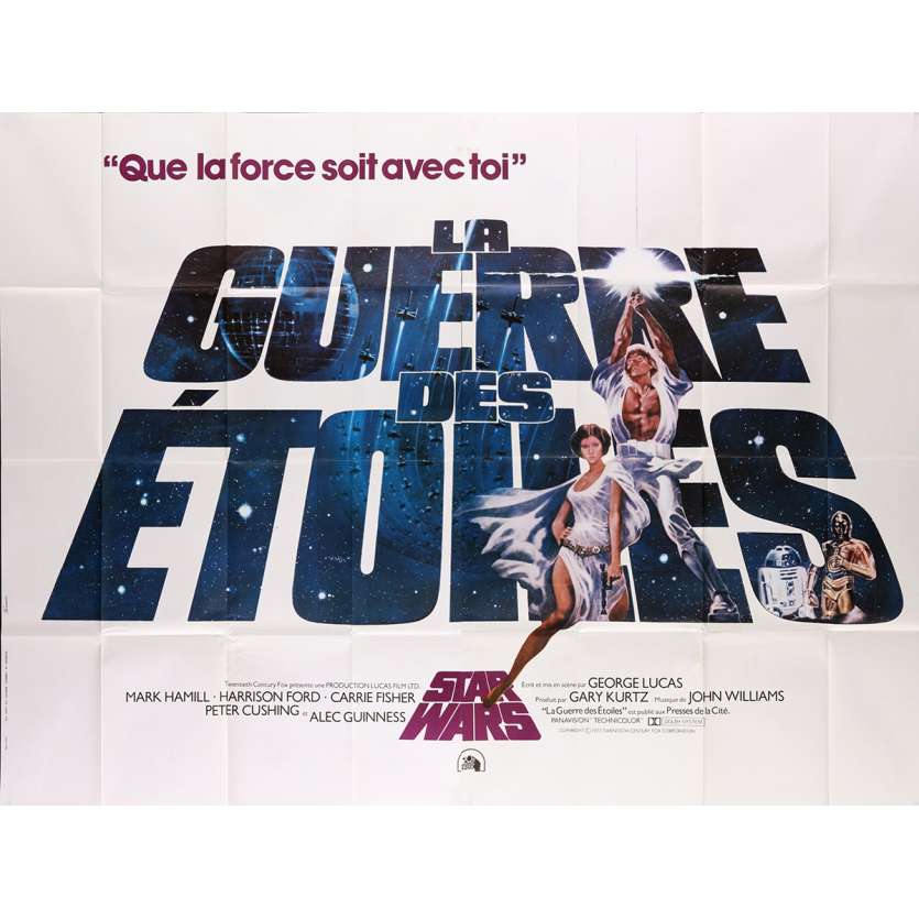 STAR WARS - A NEW HOPE Movie Poster 94x63 in. French - 1977 - George Lucas, Harrison Ford