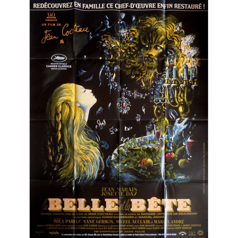 LA BELLE ET LA BETE Affiche de film 120x160 R2013 Jean Cocteau, Jean Marais