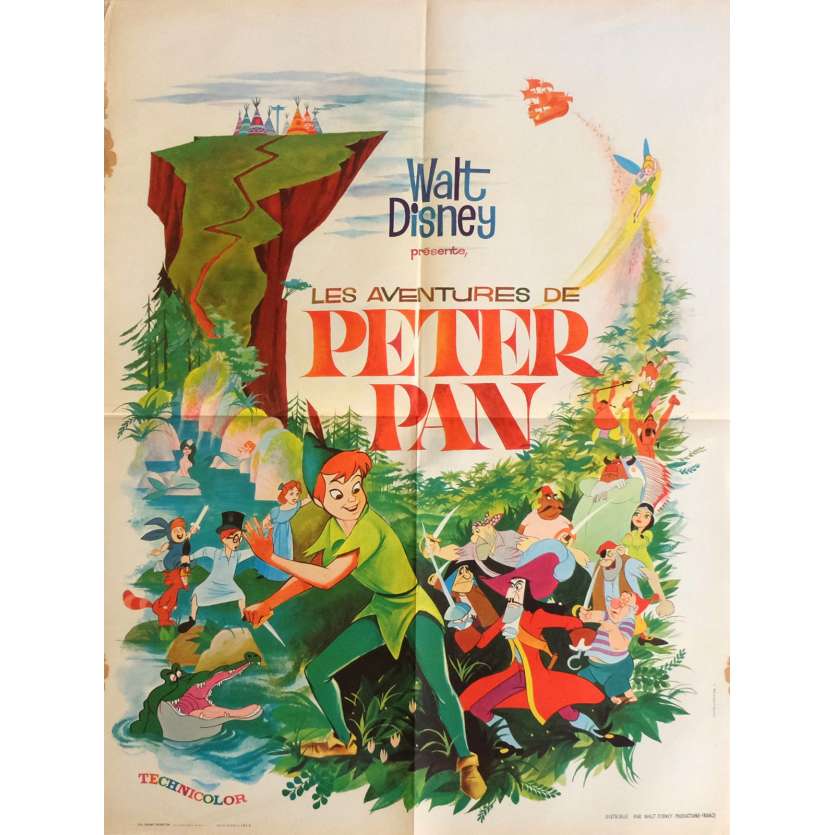 PETER PAN Movie Poster 23x32 in. French - R1965 - Walt Disney, Bobby Driscoll