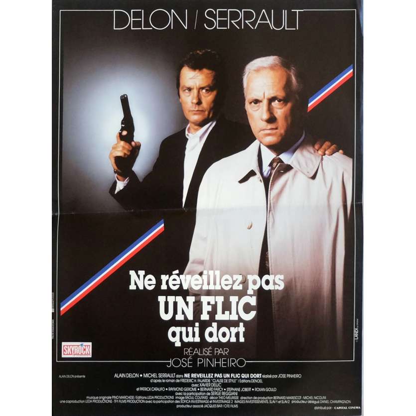 NE REVEILLEZ PAS UN FLIC QUI DORT Affiche de film 40x60 cm - 1988 - Alain Delon, José Pinheiro