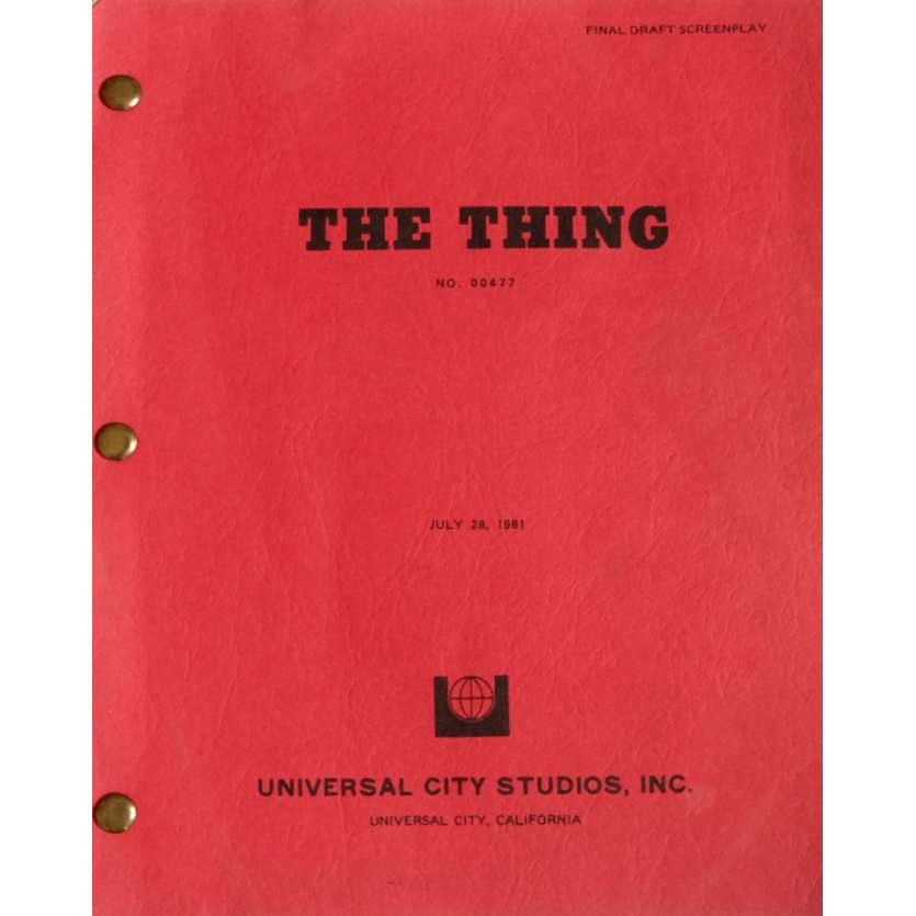 THE THING Movie Script 9x12 in. USA - 1982 - John Carpenter, Kurt Russel