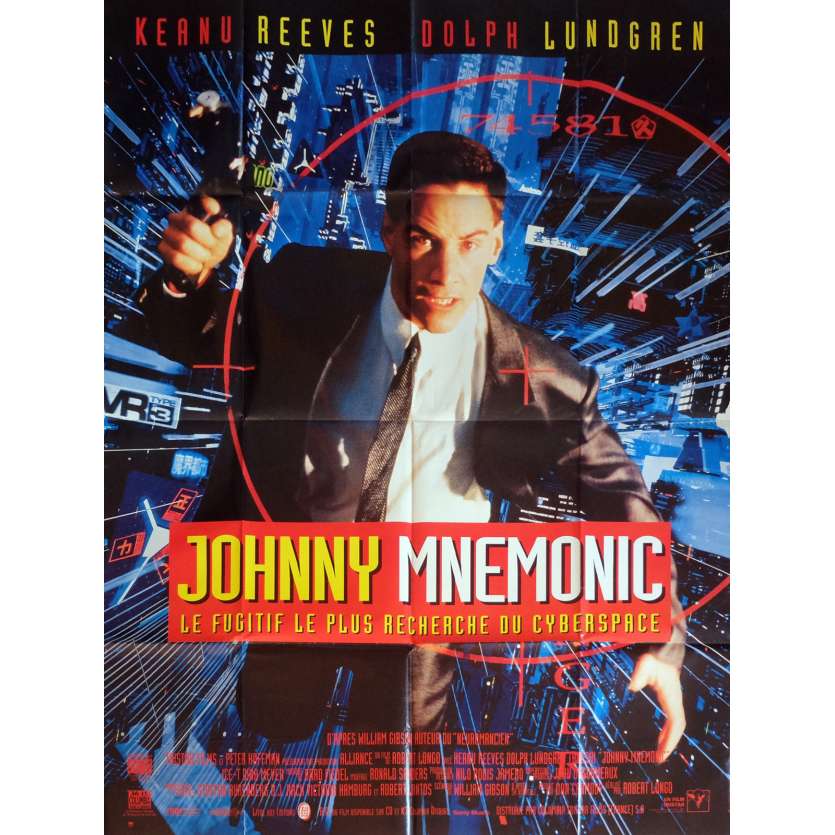 JOHNNY MNEMONIC Affiche de film  120x160 cm - 1995 - Keanu Reeves, Robert Longo