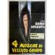 FOUR FLIES Signed Poster  39x55 in. Italian - 1971 - Dario Argento, Jean-Pierre Marielle