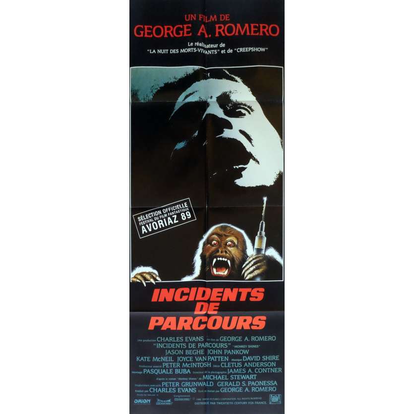 MONKEY SHINES Movie Poster 23x63 in. French - 1988 - George A. Romero, John Pankow