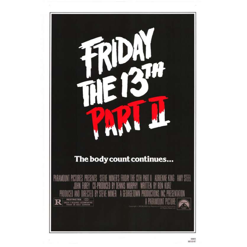 Friday THE 13TH Part II Movie Poster 29x41 in. USA - 1981 - Steve Miner, Betsy Palmer