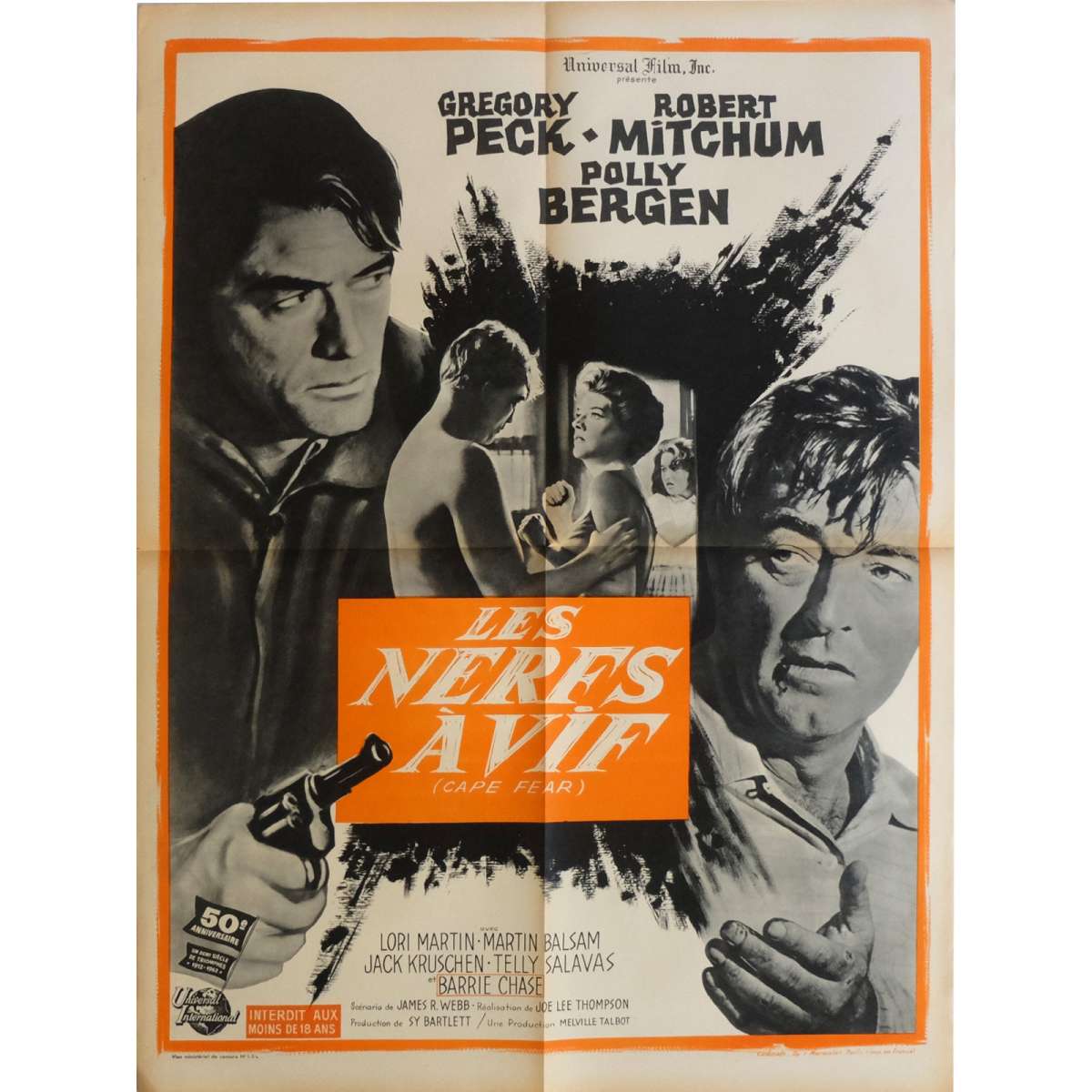 CAPE FEAR French 23x32 '62 Gregory Peck, Robert Mitchum, Polly Bergen, classic noir! at Mauvais-genres com