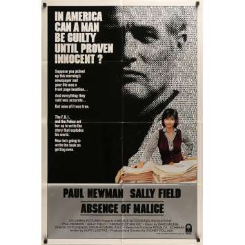 ABSENCE DE MALICE Affiche de film 69x104 cm - 1981 - Paul Newman, Sydney Pollack