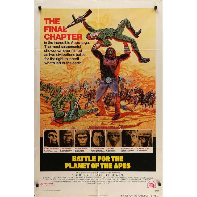 BATTLE FOR THE PLANET OF THE APES Movie Poster 29x41 in. - 1973 - J. Lee Thompson, Roddy McDowall