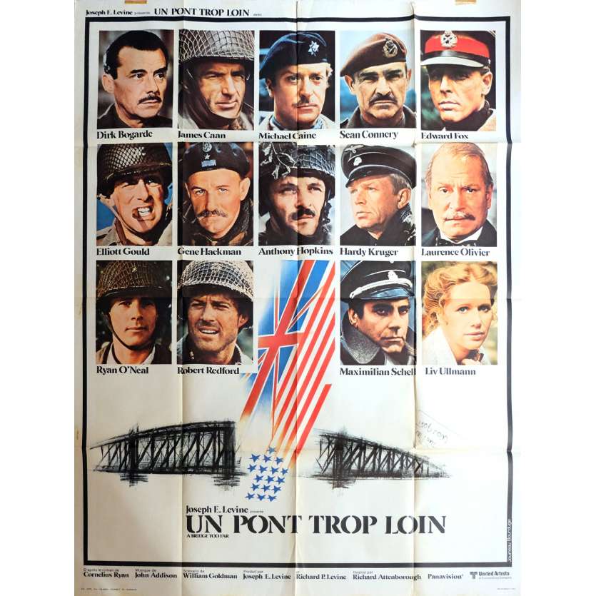 UN PONT TROP LOIN Affiche de film 120x160 cm - 1977 - Sean Connery, Richard Attenborough