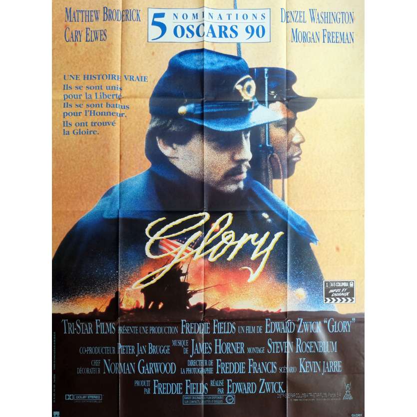 GLORY Movie Poster  47x63 in.  - 1989 - Edward Zwick, Denzel Washington