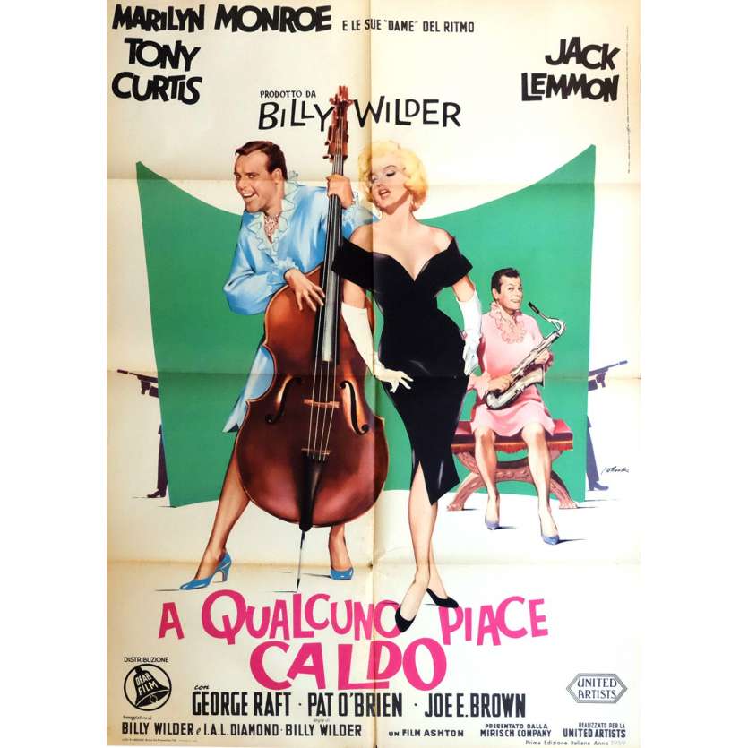 SOME LIKE IT HOT Italian Movie Poster - 1959 - 49x55 - Billy Wilder, Marylin Monroe