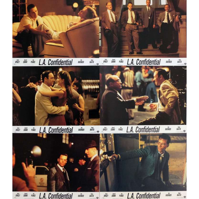 L.A. CONFIDENTIAL Lobby Cards x6 9x12 in. - 1997 - Curtis Hanson, Kevin Spacey