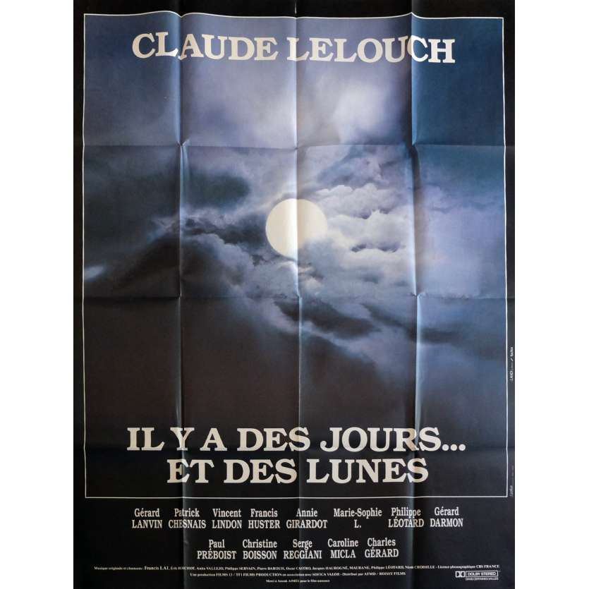 IL Y A DES JOURS ET DES LUNES Affiche de film 120x160 cm - 1990 - Gérard lanvin, Claude Lelouch