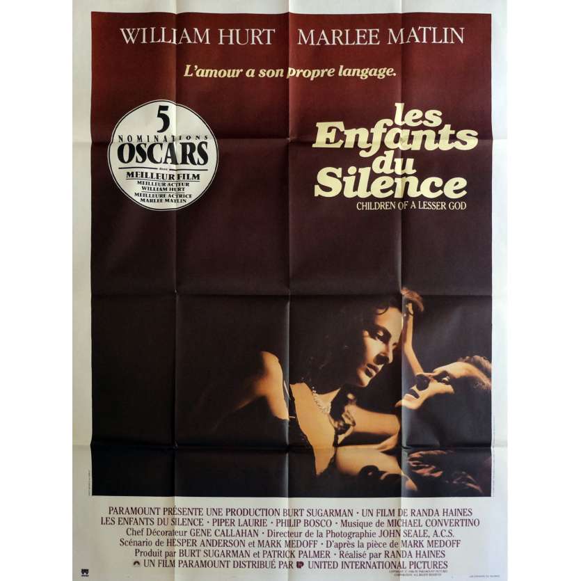 LES ENFANTS DU SILENCE Affiche de film 120x160 cm - 1986 - William Hurt, Randa Haines