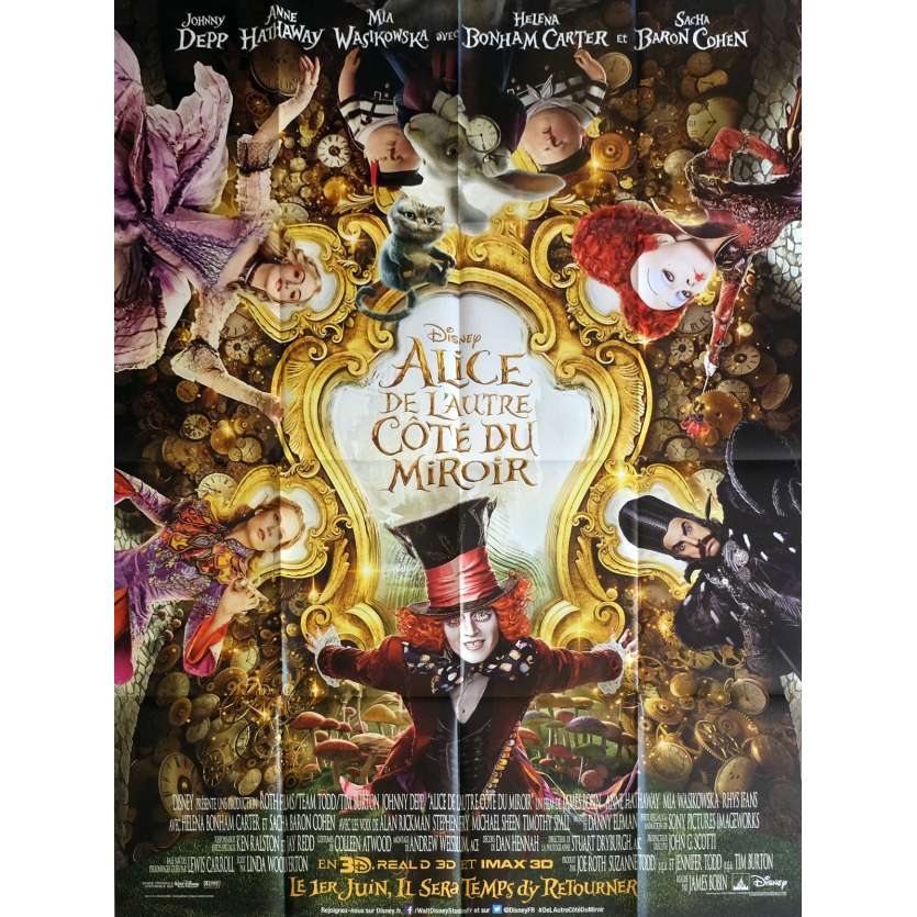 ALICE DE L'AUTRE COTE DU MIROIR Affiche de film 120x160 cm - 2016 - Johnny Depp, James Bobin
