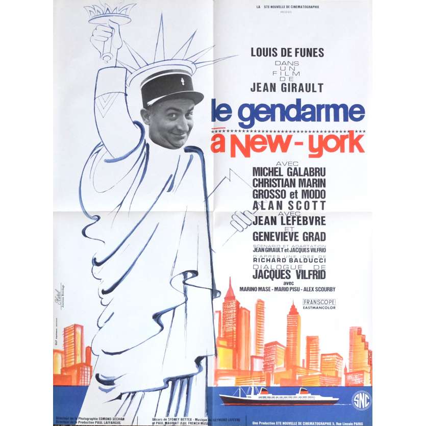THE TROOPS IN NEW-YORK Movie Poster 23x32 in. - 1972 - Jean Girault, Louis de Funès