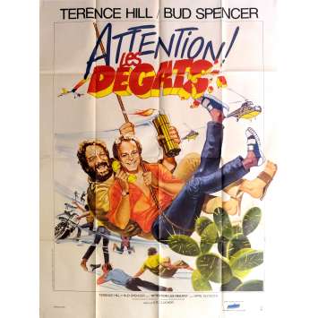 ATTENTION LES DEGATS Affiche de film 120x160 cm - 1984 - Terence Hill, Bud Spencer, Enzo Barboni
