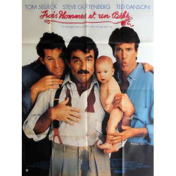 TROIS HOMMES ET UN BEBE Affiche de film 120x160 cm - 1987 - Tom Selleck, Leonard Nimoy