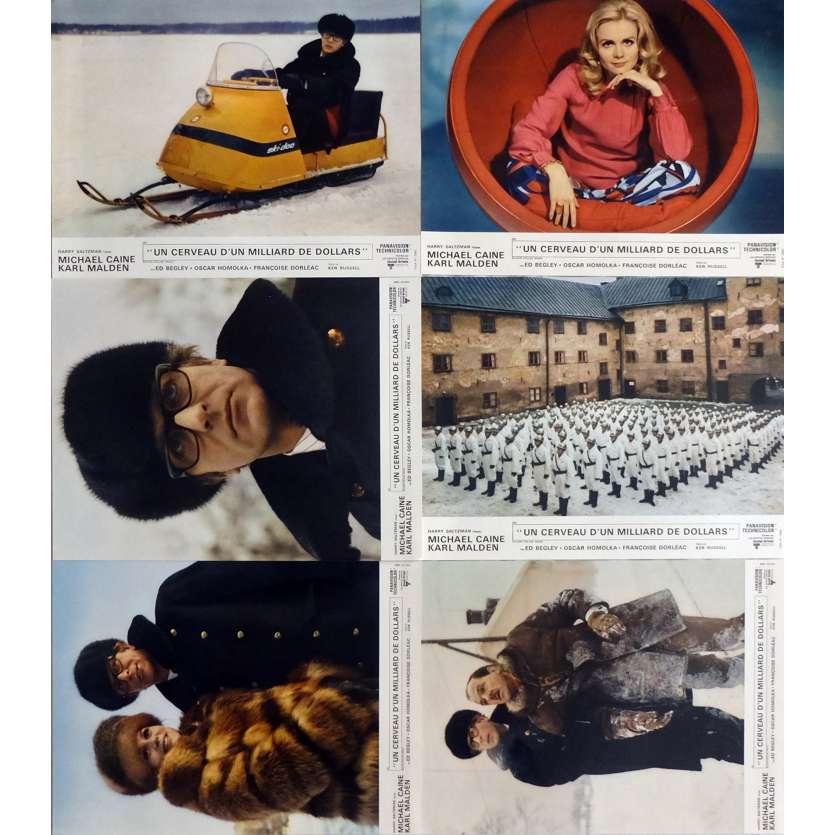 BILLION DOLLARS BRAIN Lobby Cards Jeu A, x6 15x21 in. - 1967 - Ken Russel, Michael Caine