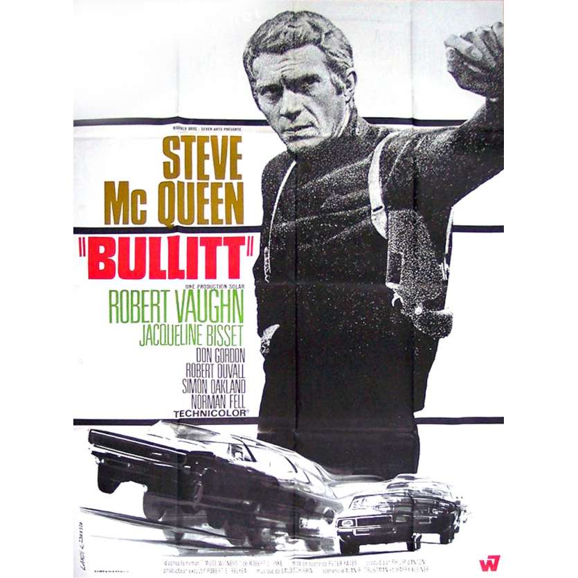 BULLITT Affiche 120x160 FR '68 Steve McQueen, Peter Yates Movie Poster