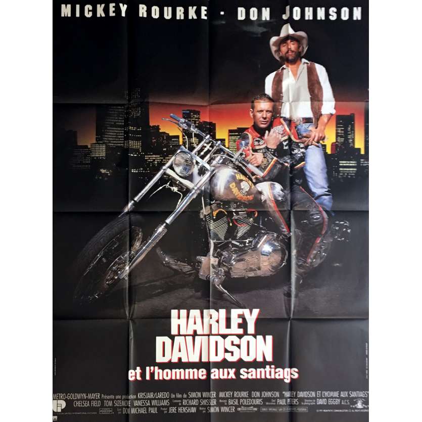 HARLEY DAVIDSON Movie Poster 47x63 in. - 1991 - Simon Wincer, Mickey Rourke