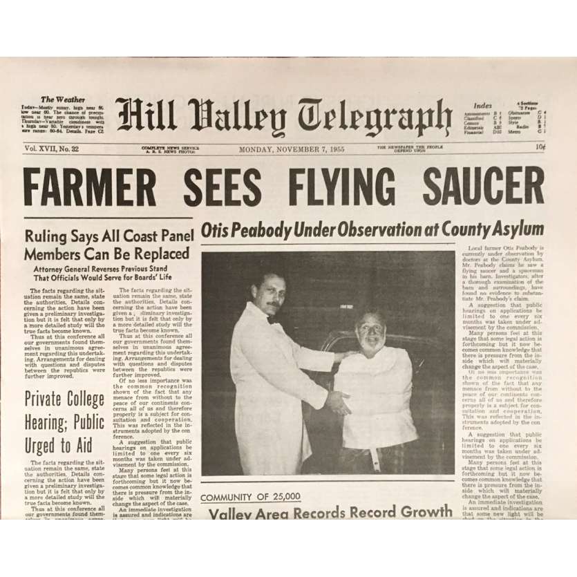 BACK TO THE FUTURE Newspaper Prop - Local Farmer