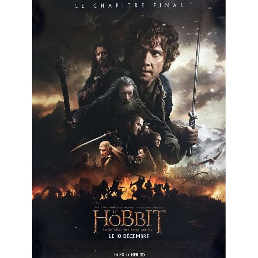 THE HOBBIT 3 Mod. A French Movie Poster 15x21 - 2014 - Peter Jackson, Ian McKellen