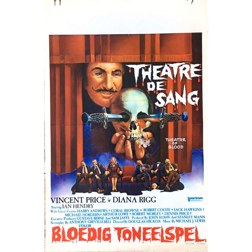 THEATRE DE SANG Affiche de film 35x55 cm - 1973 - Vincent Price, Douglas Hickox