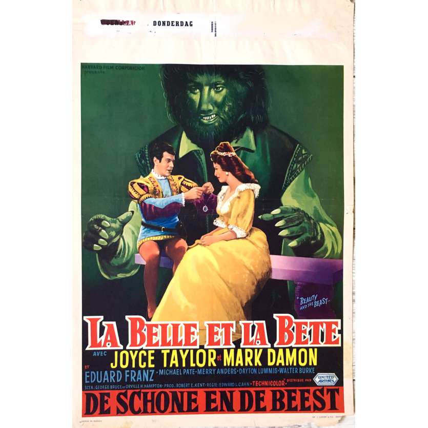 LA BELLE ET LA BETE Affiche de film 35x55 cm - 1962 - Mark Damon, Edward L. Cahn