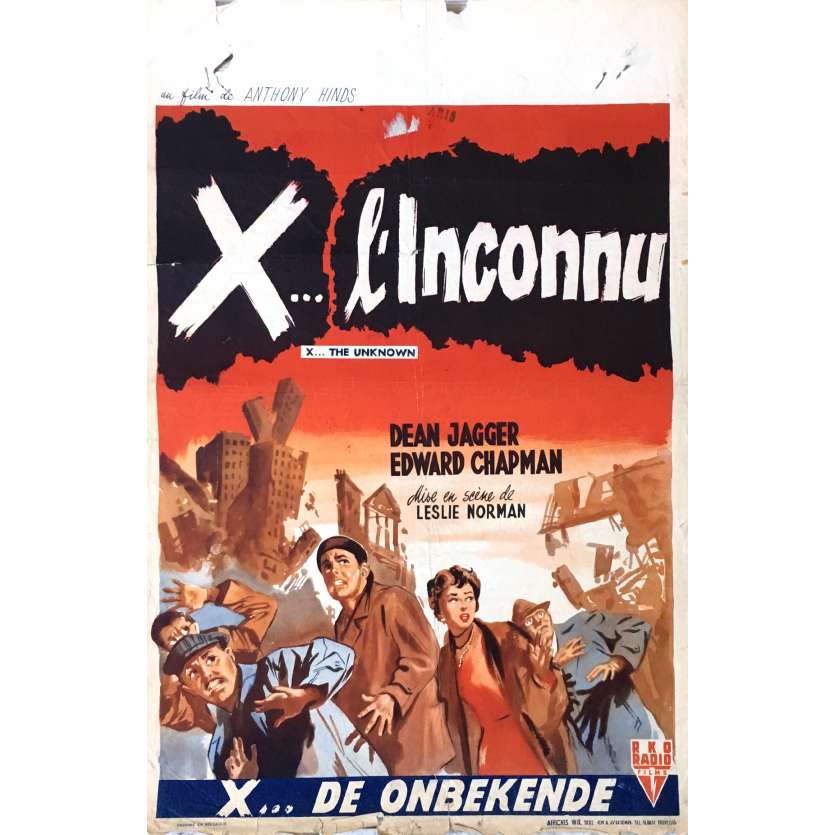 X L'INCONNU Affiche de film 35x55 cm - 1956 - Dean Jagger, Leslie Norman